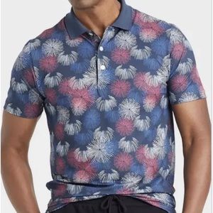 Men’s Fireworks Print Polo Shirt Goodfellow Size M Blue Standard Fit